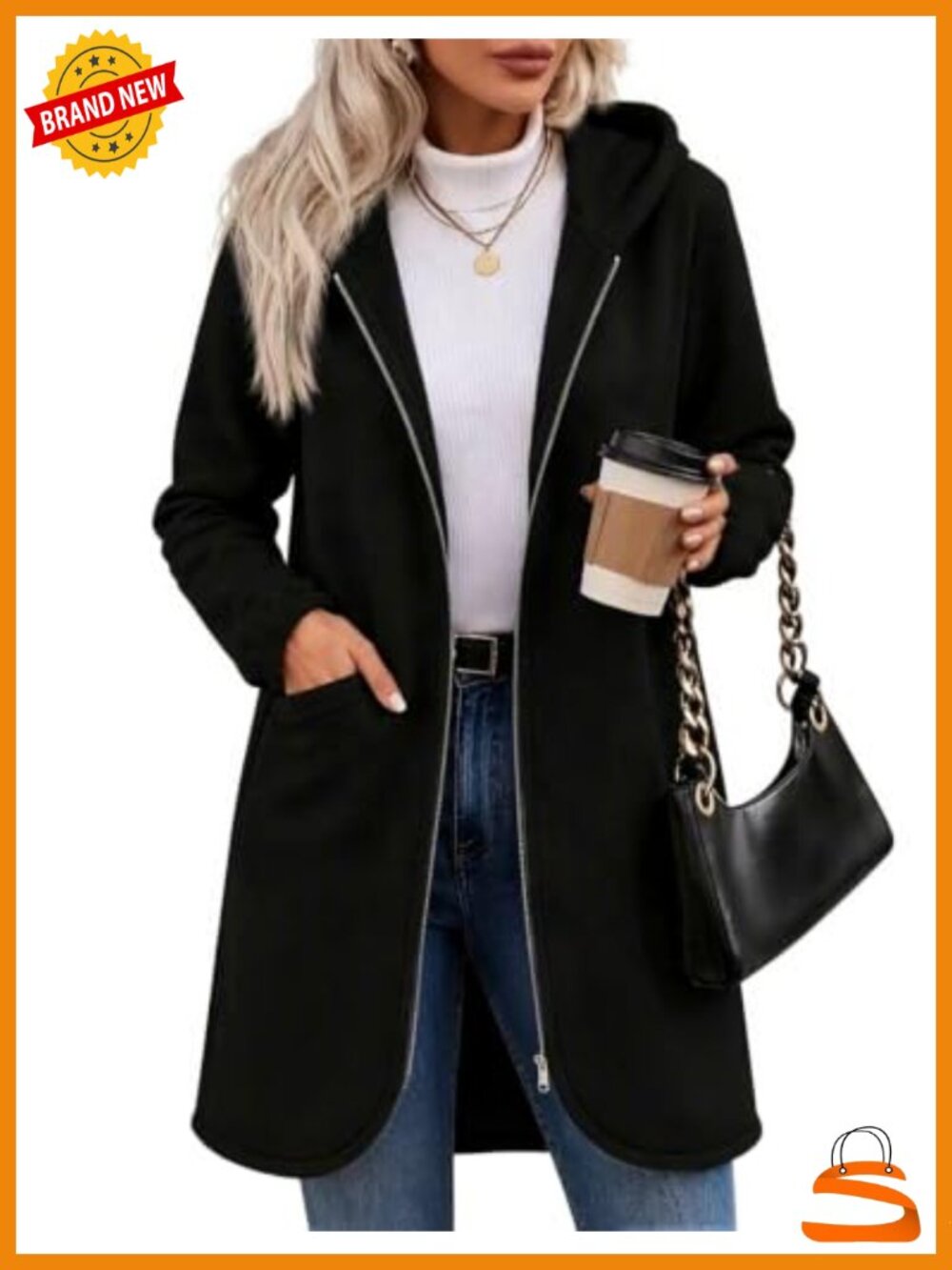 Zip Up Hoodie Oversized Fleece Tunic Sweatshirt with Pockets